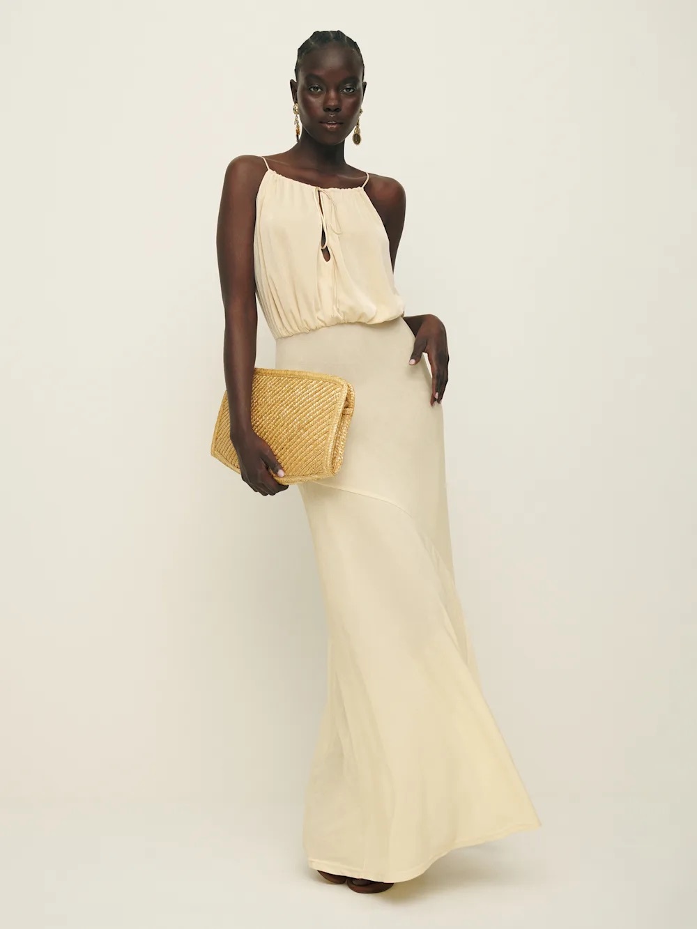 Reformation Ivory Cream Maxi Dress with Blouson Top - Picture 1 of 7
